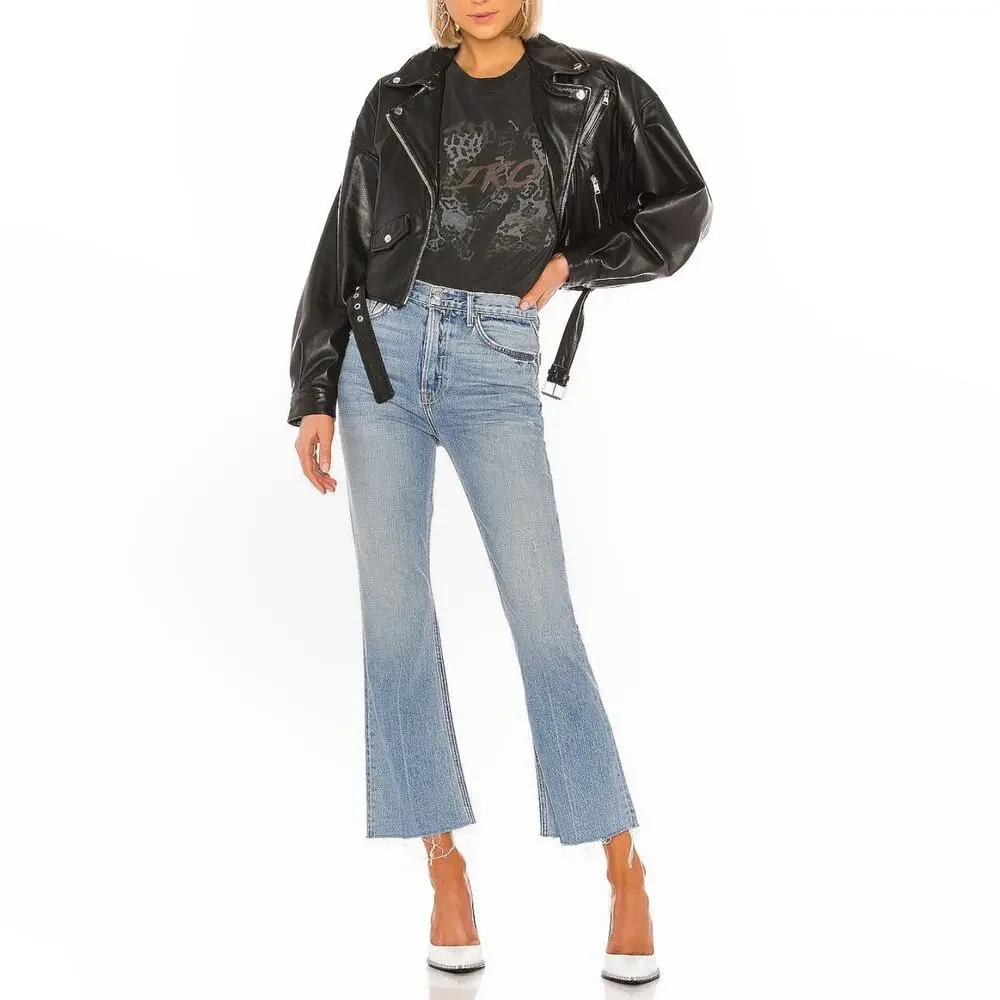 GRLFRND Hannah distressed high waist cropped blue jeans in Fly High Size 29 NEW - Picture 8 of 8